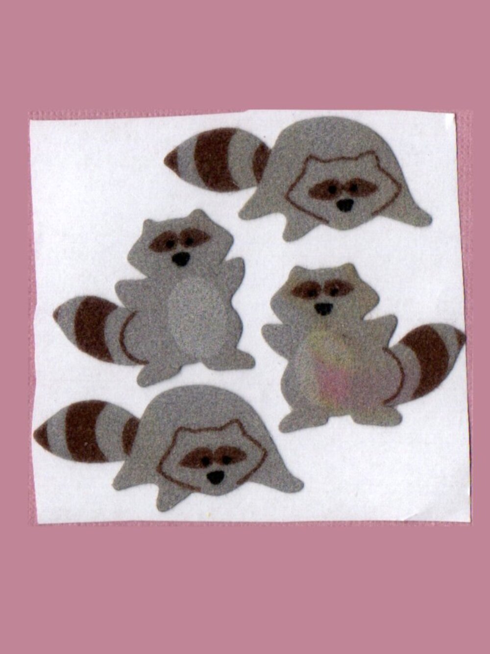 5/$20 Sandylion Fuzzy Racoon (Trash Panda) Vintage Stickers New Backing